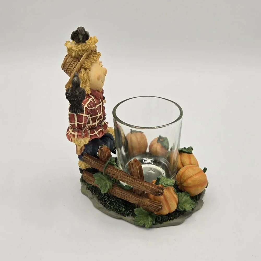 Home Interiors Gifts Scarecrow Crow‎ Pumpkin Figurine Candle Holder Fall Autumn